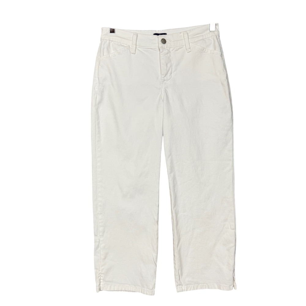 NYDJ Pants Womens 2 White Crop Lift Tuck Technology Straight Leg Cotton Stretch
